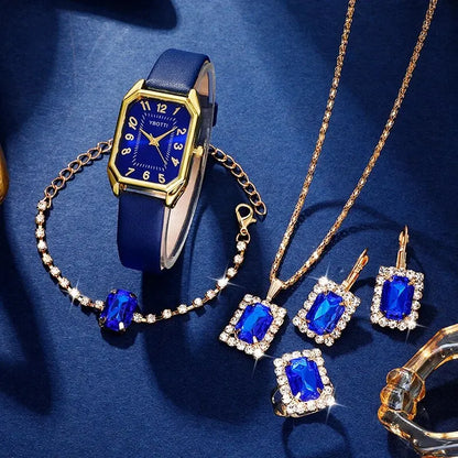 Luxury Women Wristwatch Blue Leather Band - Maison Novaire #
