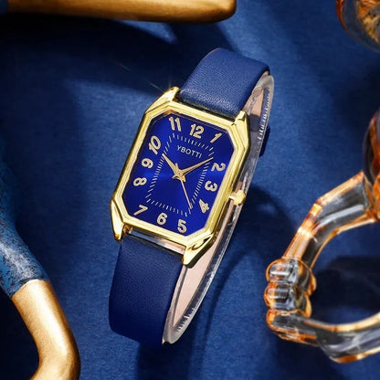 Luxury Women Wristwatch Blue Leather Band - Maison Novaire #