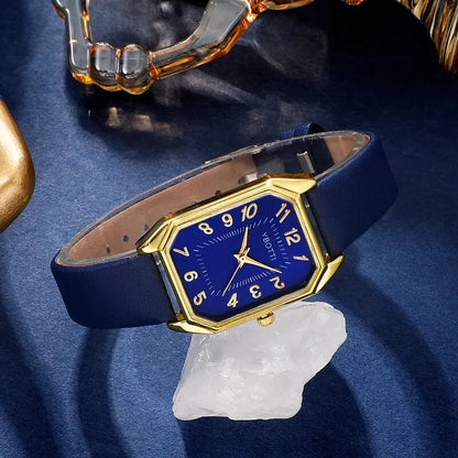 Luxury Women Wristwatch Blue Leather Band - Maison Novaire #