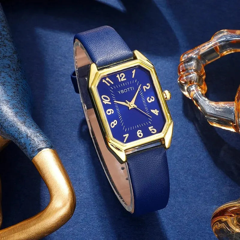 Luxury Women Wristwatch Blue Leather Band - Maison Novaire #