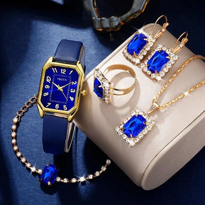 Luxury Women Wristwatch Blue Leather Band - Maison Novaire #