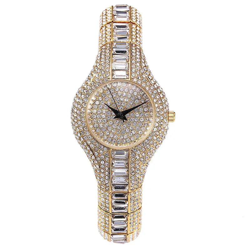 MISSFOX Luxury Gold Women’s Watch | Baguette Diamond Waterproof Clock - Maison Novaire #