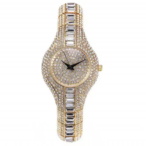 MISSFOX Luxury Gold Women’s Watch | Baguette Diamond Waterproof Clock - Maison Novaire #