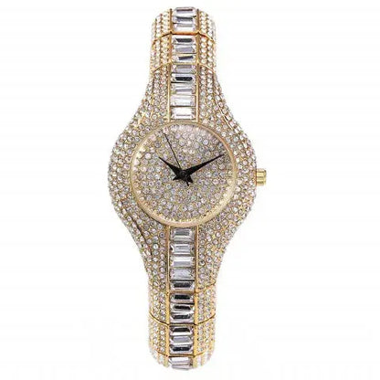 MISSFOX Luxury Gold Women’s Watch | Baguette Diamond Waterproof Clock - Maison Novaire #