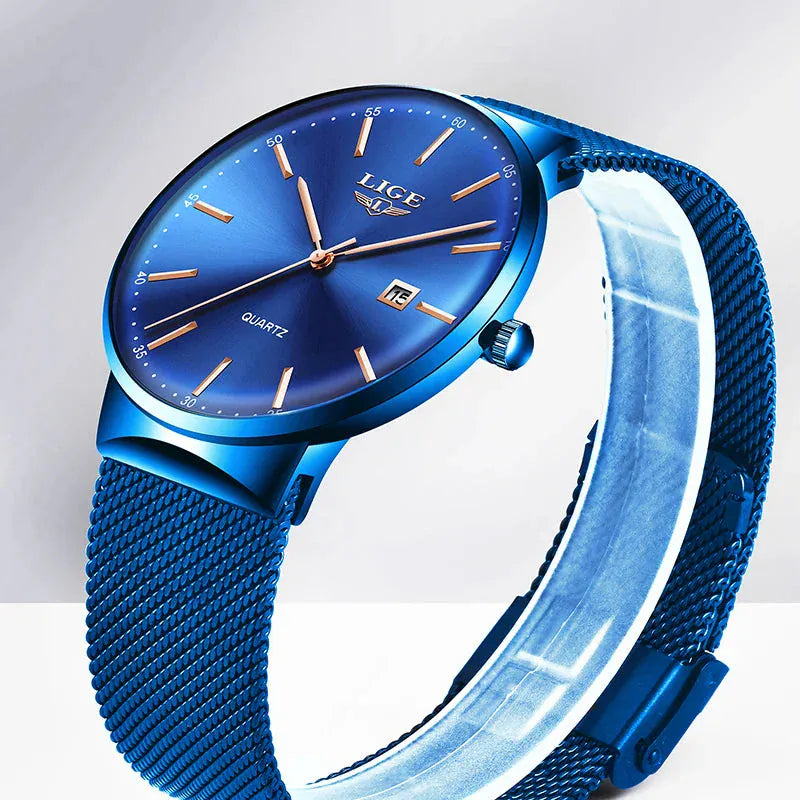 LIGE Luxury Women’s Watch | Ultra-Thin Steel Mesh Quartz Waterproof - Maison Novaire #