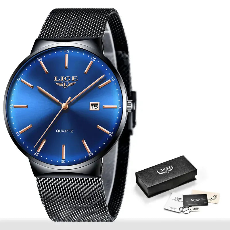 LIGE Luxury Women’s Watch | Ultra-Thin Steel Mesh Quartz Waterproof - Maison Novaire #