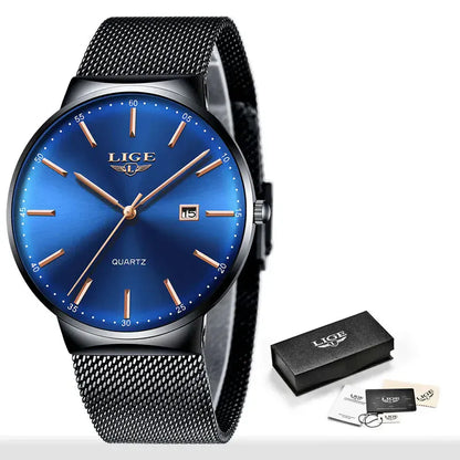 LIGE Luxury Women’s Watch | Ultra-Thin Steel Mesh Quartz Waterproof - Maison Novaire #