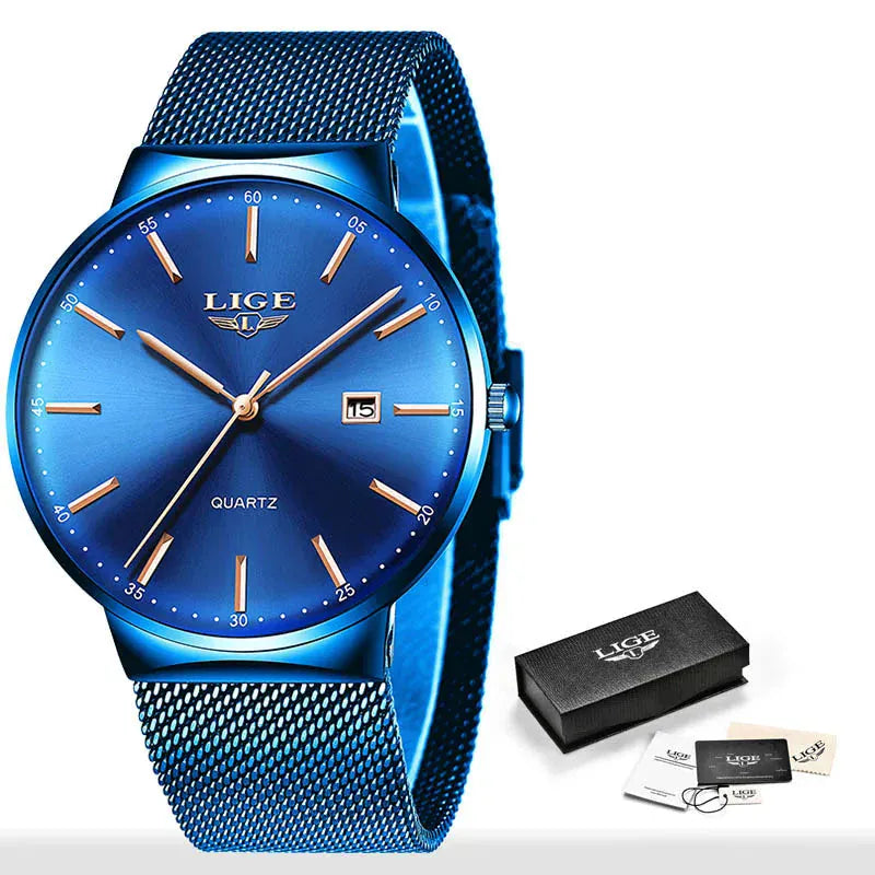 LIGE Luxury Women’s Watch | Ultra-Thin Steel Mesh Quartz Waterproof - Maison Novaire #