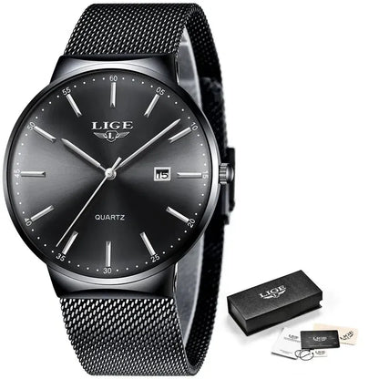 LIGE Luxury Women’s Watch | Ultra-Thin Steel Mesh Quartz Waterproof - Maison Novaire #