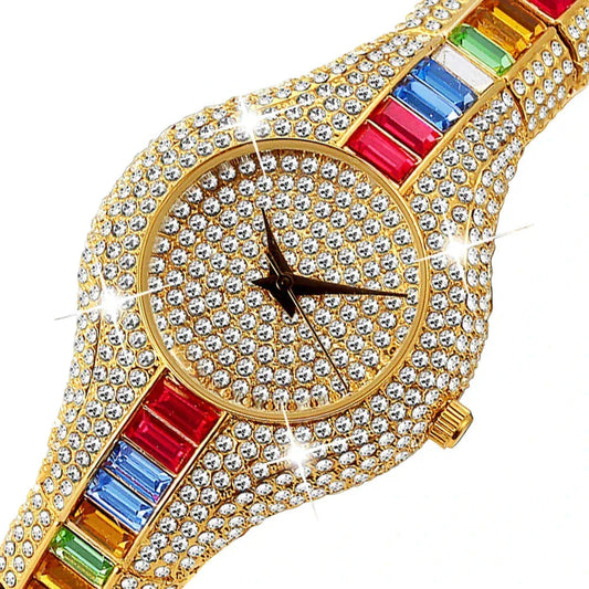 MISSFOX Luxury Gold Women’s Watch | Baguette Diamond Waterproof Clock - BLAKESTORE-NG