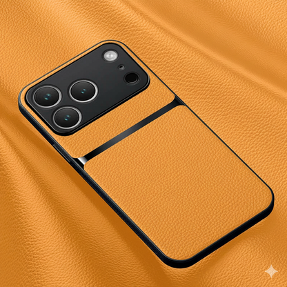 Magnetic Leather Back Case for iPhone 17 & 16 Series – Premium Protective Car Holder Phone Cover - BLAKESTORE-NG