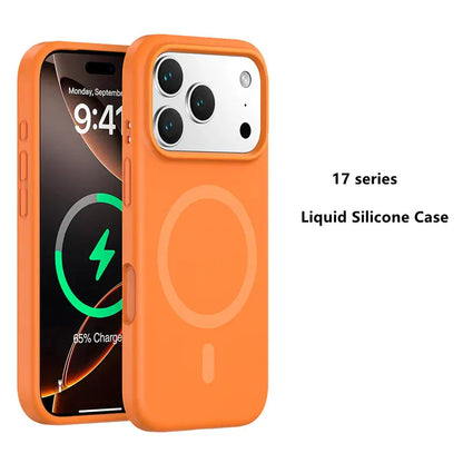 Magnetic Solid Color Liquid Silicone MagSafe Phone Case For iphone 17. - BLAKESTORE-NG