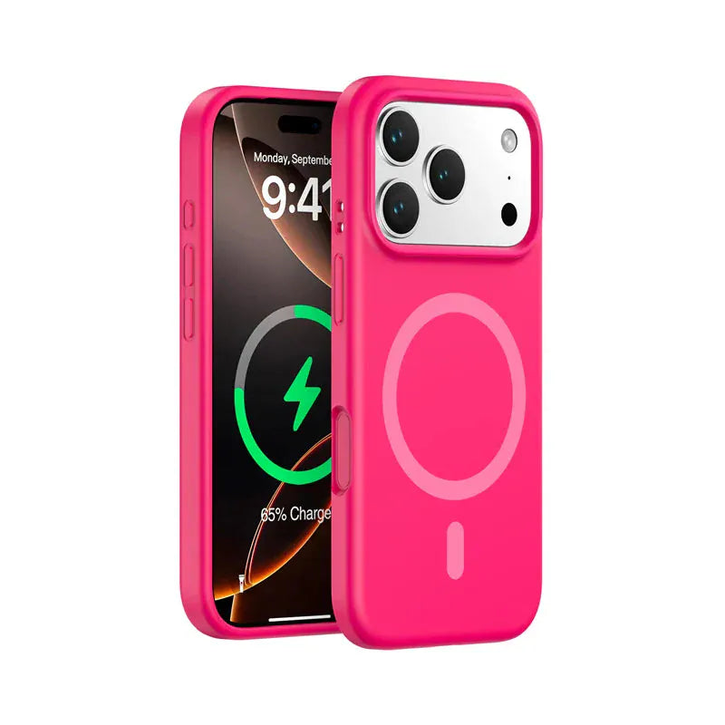 Magnetic Solid Color Liquid Silicone MagSafe Phone Case For iphone 17. - BLAKESTORE-NG