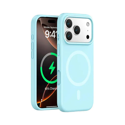 Magnetic Solid Color Liquid Silicone MagSafe Phone Case For iphone 17. - BLAKESTORE-NG