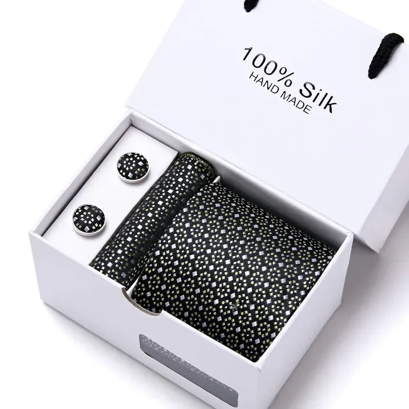 Maison Novaire 100% Silk Striped Floral Tie Set - Maison Novaire