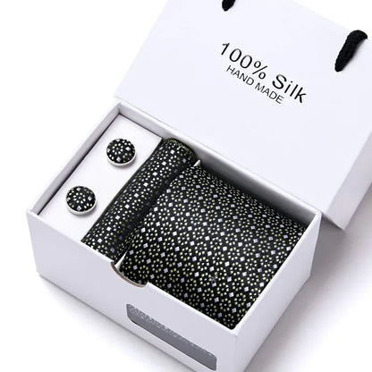 Maison Novaire 100% Silk Striped Floral Tie Set - Maison Novaire