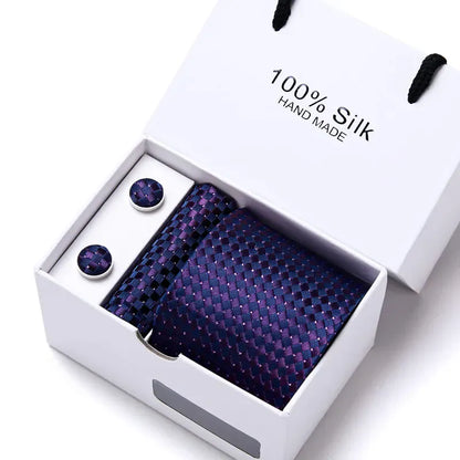 Maison Novaire 100% Silk Striped Floral Tie Set - Maison Novaire