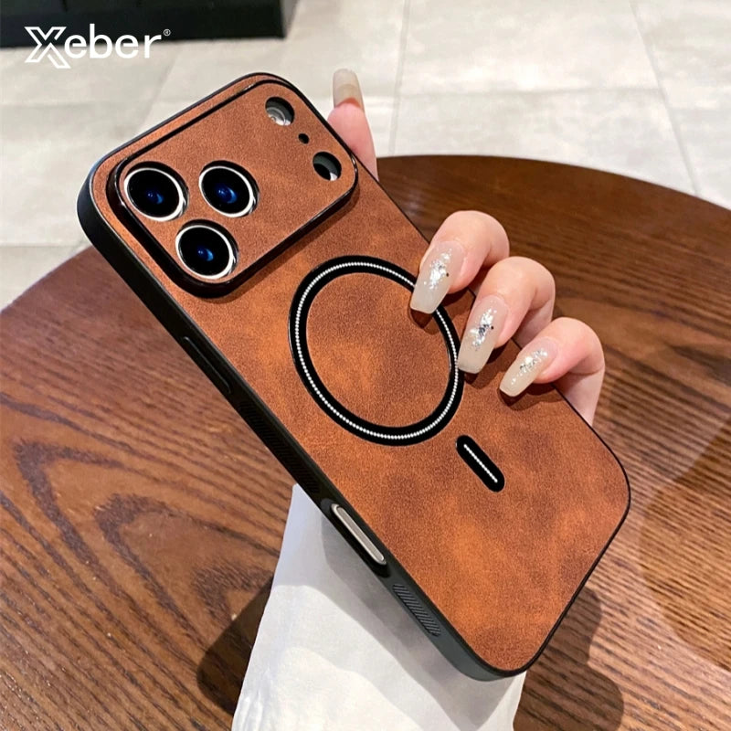 Matte Leather MagSafe Magnetic Wireless Phone Case. - Maison Novaire #