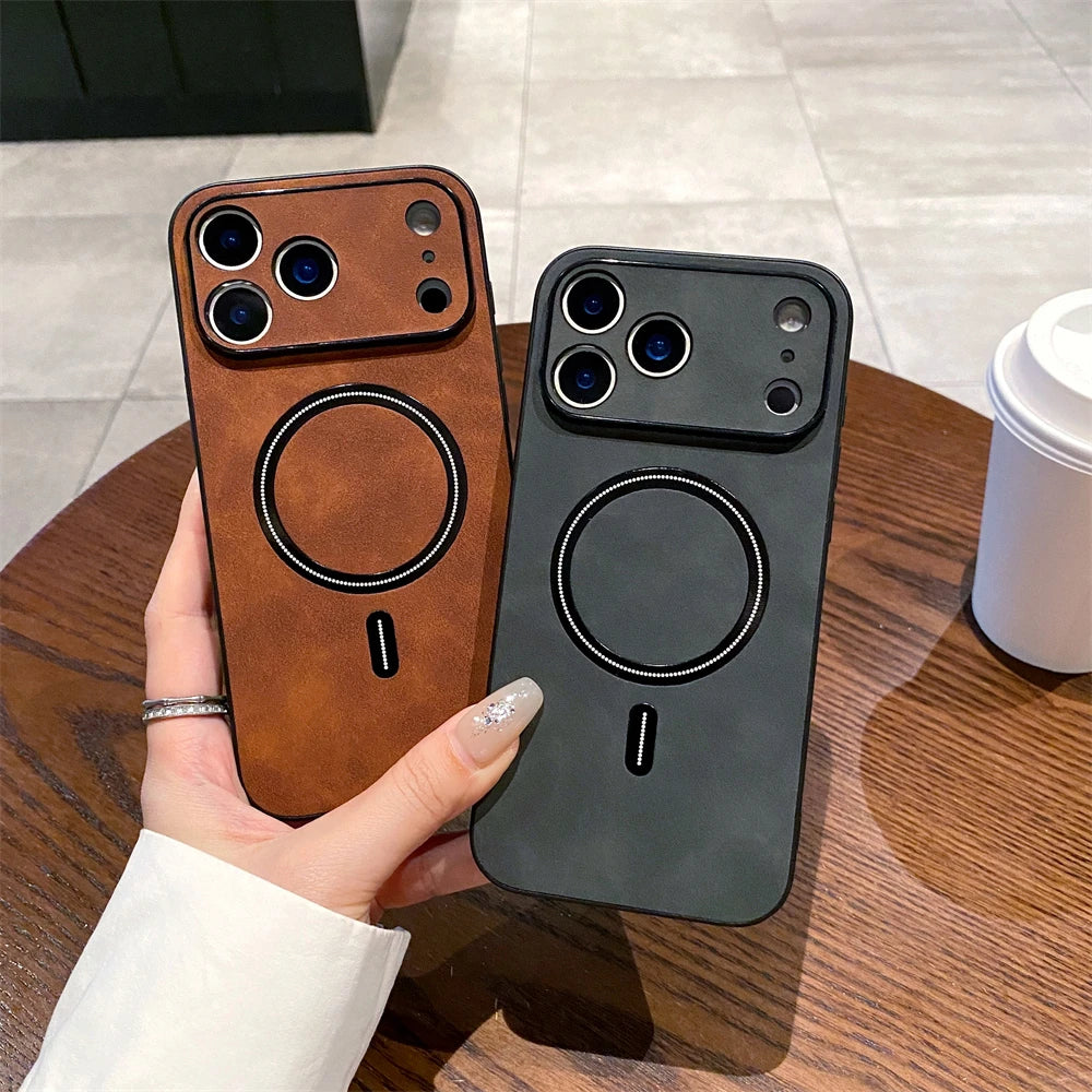 Matte Leather MagSafe Magnetic Wireless Phone Case. - Maison Novaire #