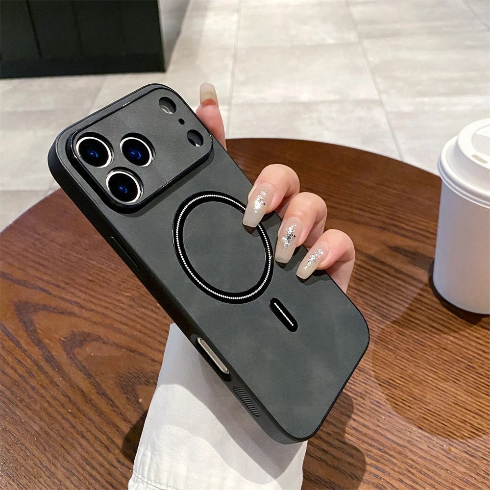 Matte Leather MagSafe Magnetic Wireless Phone Case. - Maison Novaire #