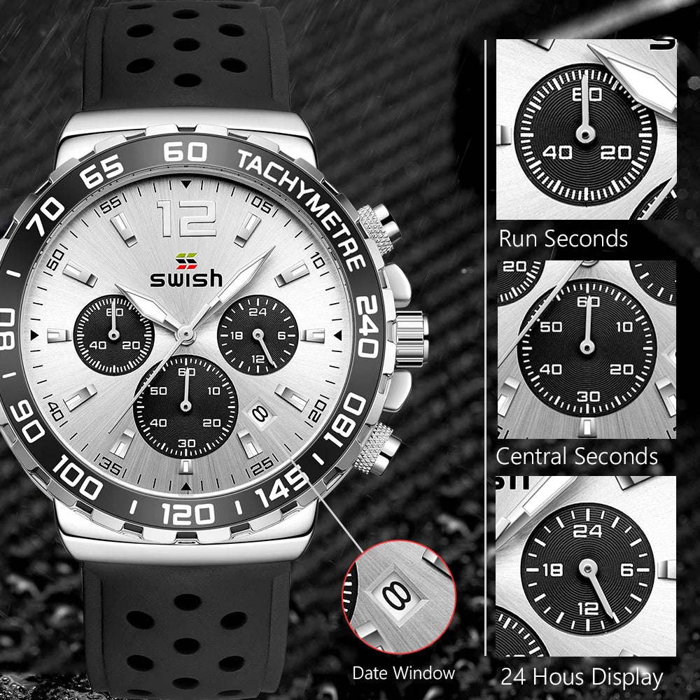 Men Quartz Watch Dial Chronograph. - BLAKESTORE-NG