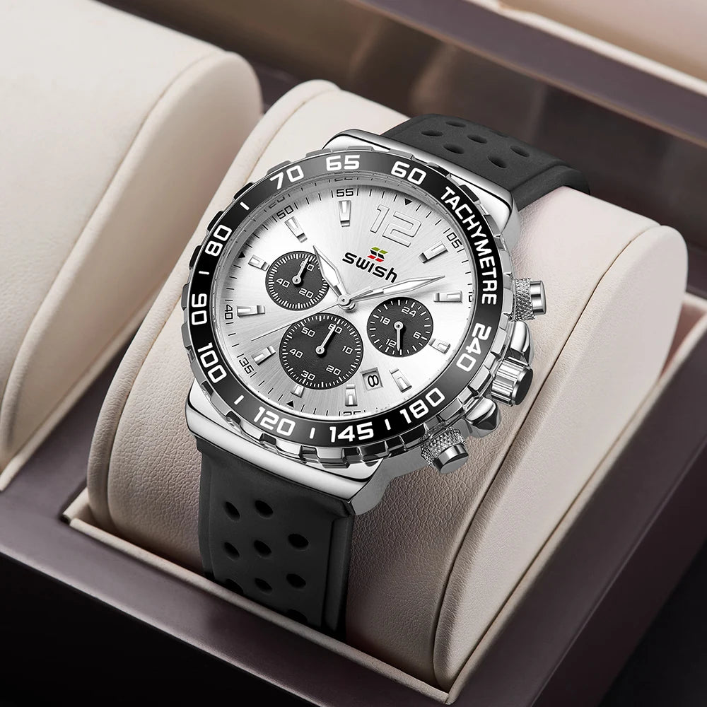 Men Quartz Watch Dial Chronograph. - BLAKESTORE-NG