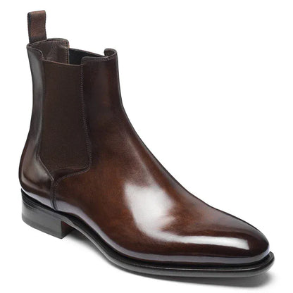 Men’s Brown Chelsea Boots | Classic PU Ankle Boots with Elastic Panels for Everyday Comfort & Style - Maison Novaire #