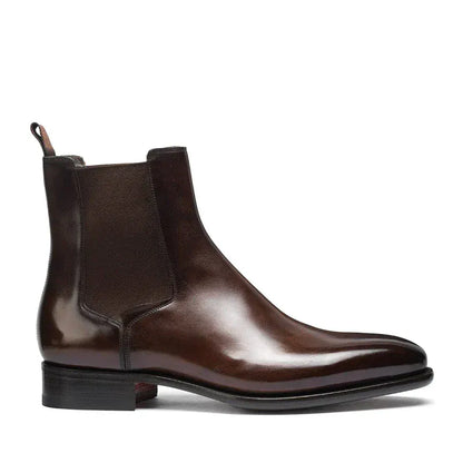 Men’s Brown Chelsea Boots | Classic PU Ankle Boots with Elastic Panels for Everyday Comfort & Style - Maison Novaire #