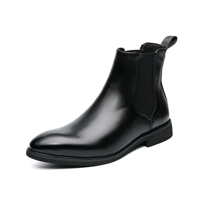 Men’s Brown Chelsea Boots | Classic PU Ankle Boots with Elastic Panels for Everyday Comfort & Style - Maison Novaire #