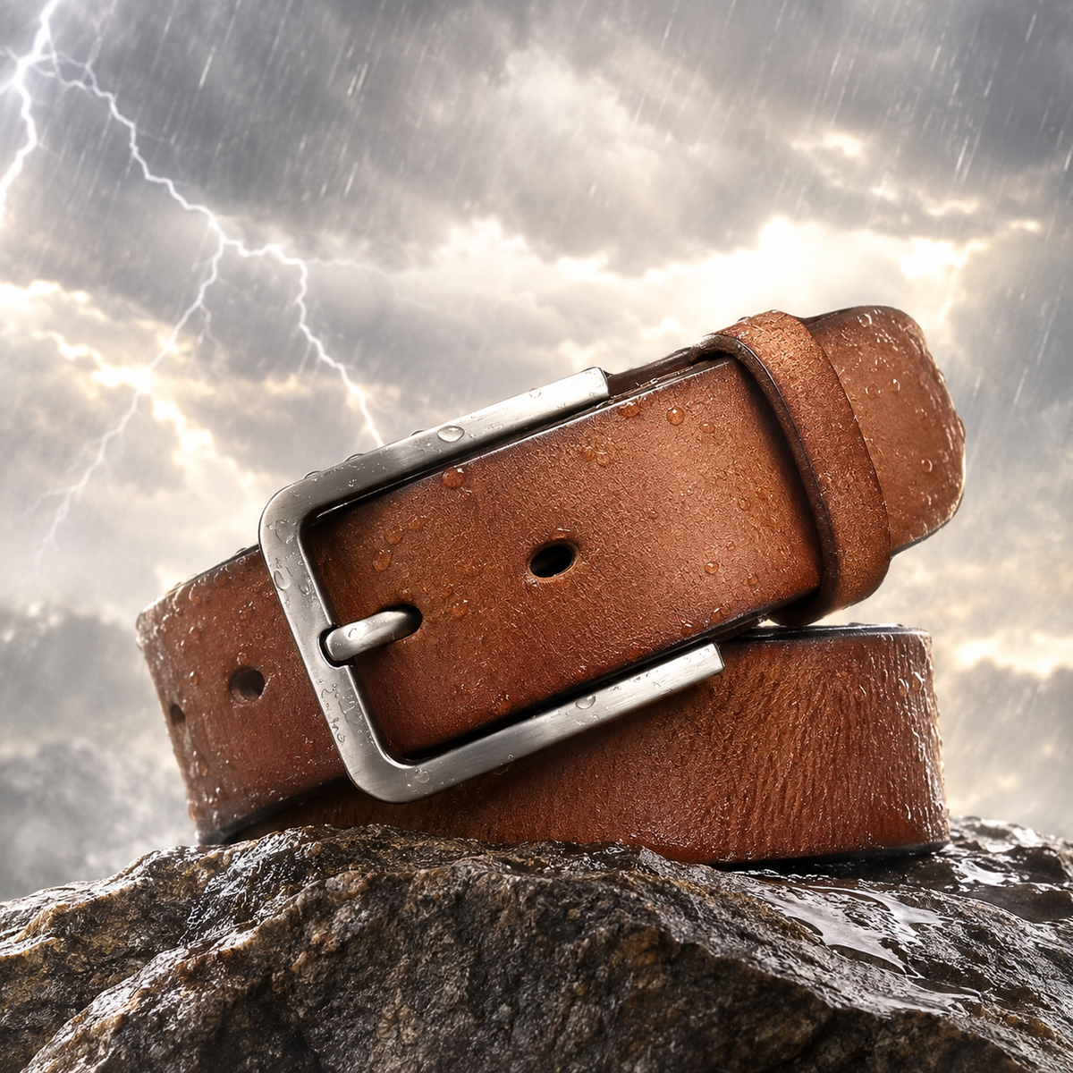 Men’s Genuine Leather Belt with Classic Buckle | Maison Novaire  - Brown / 105 - Maison Novaire