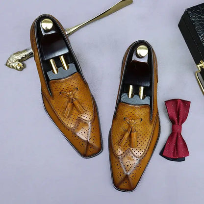 Men's Genuine Leather Tassel Loafers | Vintage Moccasins 38-46 - Maison Novaire #