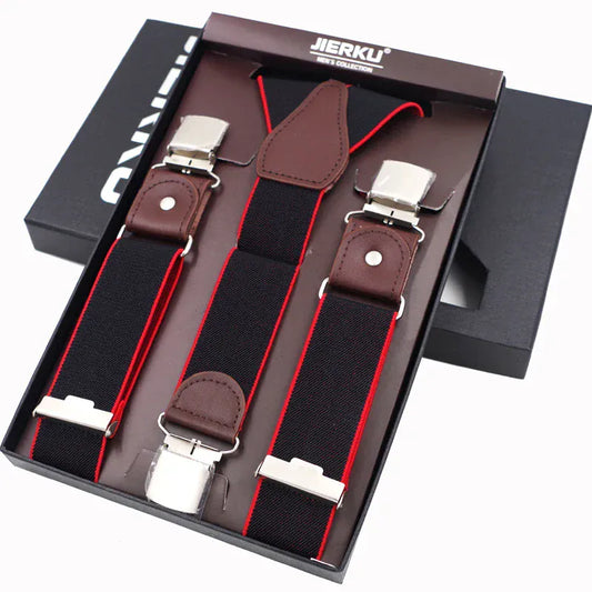 Men’s Leather Suspenders with 3 Clips – High-Quality Casual Braces for Trousers | Gift for Dad - BLAKESTORE-NG