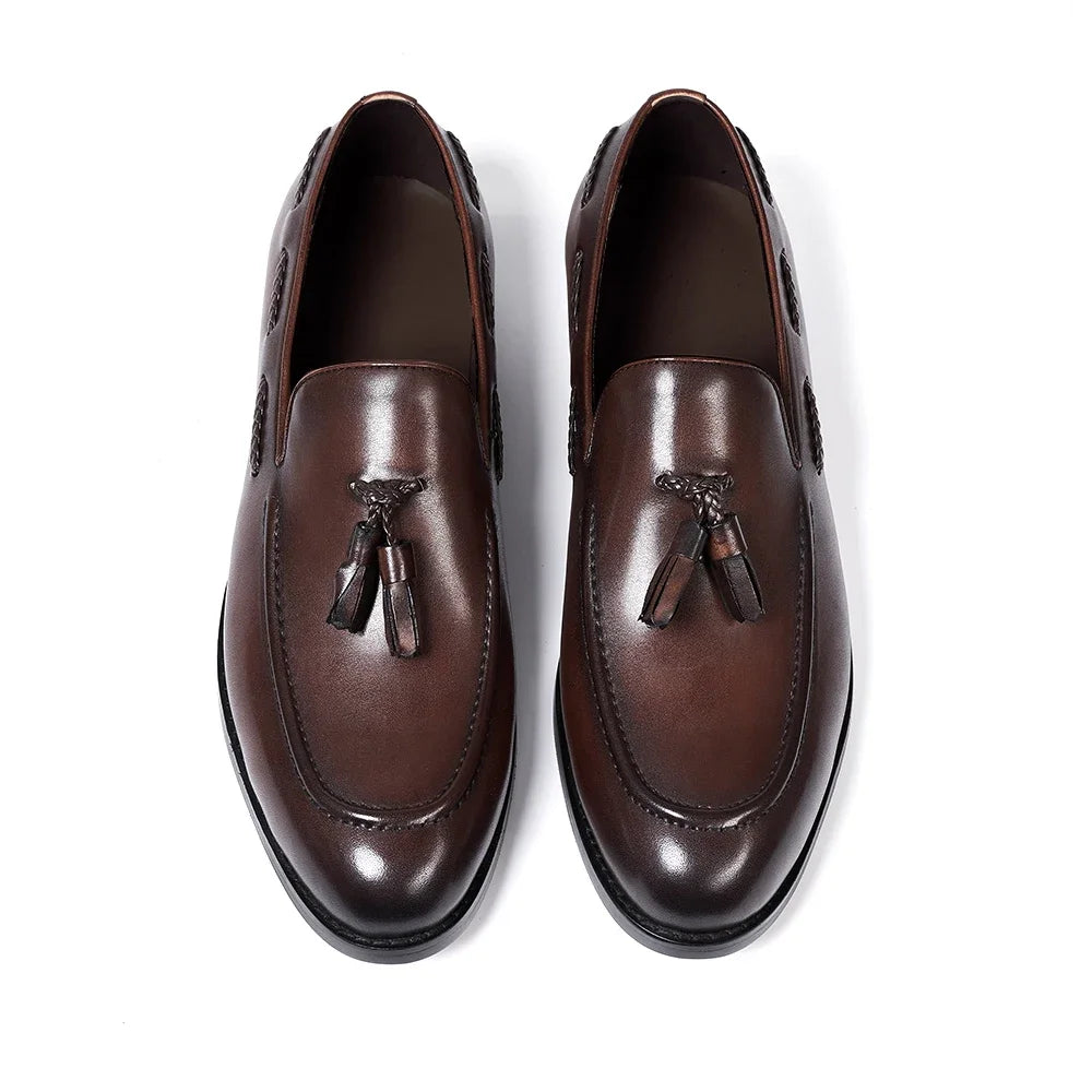 Men's Leather Tassel Loafers | Handmade Comfort Slip-Ons | Formal Casual - Maison Novaire
