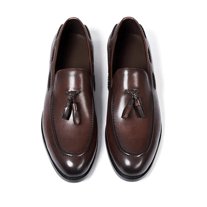 Men's Leather Tassel Loafers | Handmade Comfort Slip-Ons | Formal Casual - Maison Novaire