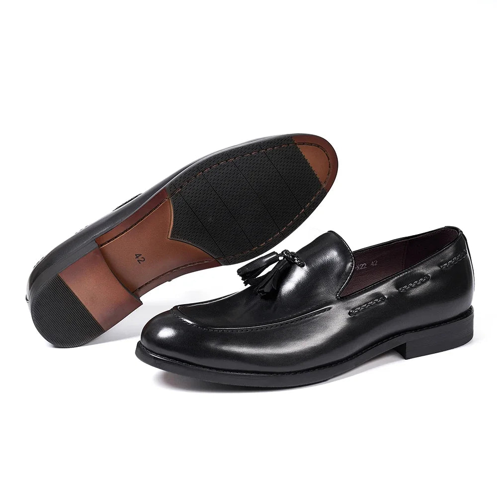 Men's Leather Tassel Loafers | Handmade Comfort Slip-Ons | Formal Casual - Maison Novaire