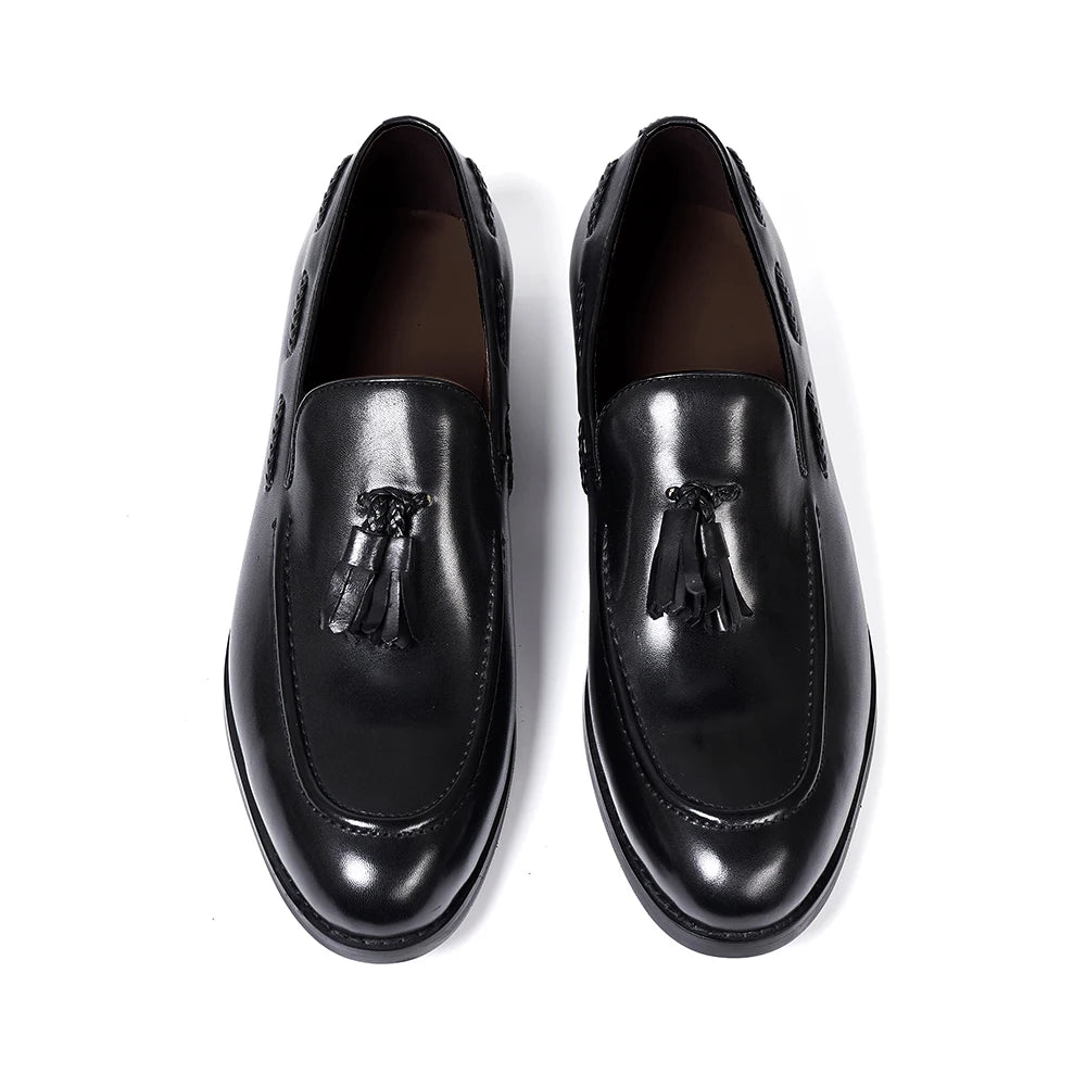 Men's Leather Tassel Loafers | Handmade Comfort Slip-Ons | Formal Casual - Maison Novaire