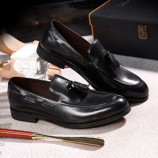 Men's Leather Tassel Loafers | Handmade Comfort Slip-Ons | Formal Casual - Maison Novaire