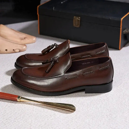 Men's Leather Tassel Loafers | Handmade Comfort Slip-Ons | Formal Casual - Maison Novaire