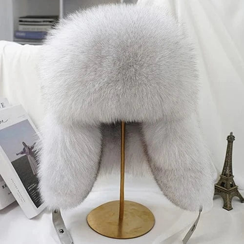 Men’s Real Silver Fox Fur Ushanka Hat - BLAKESTORE-NG