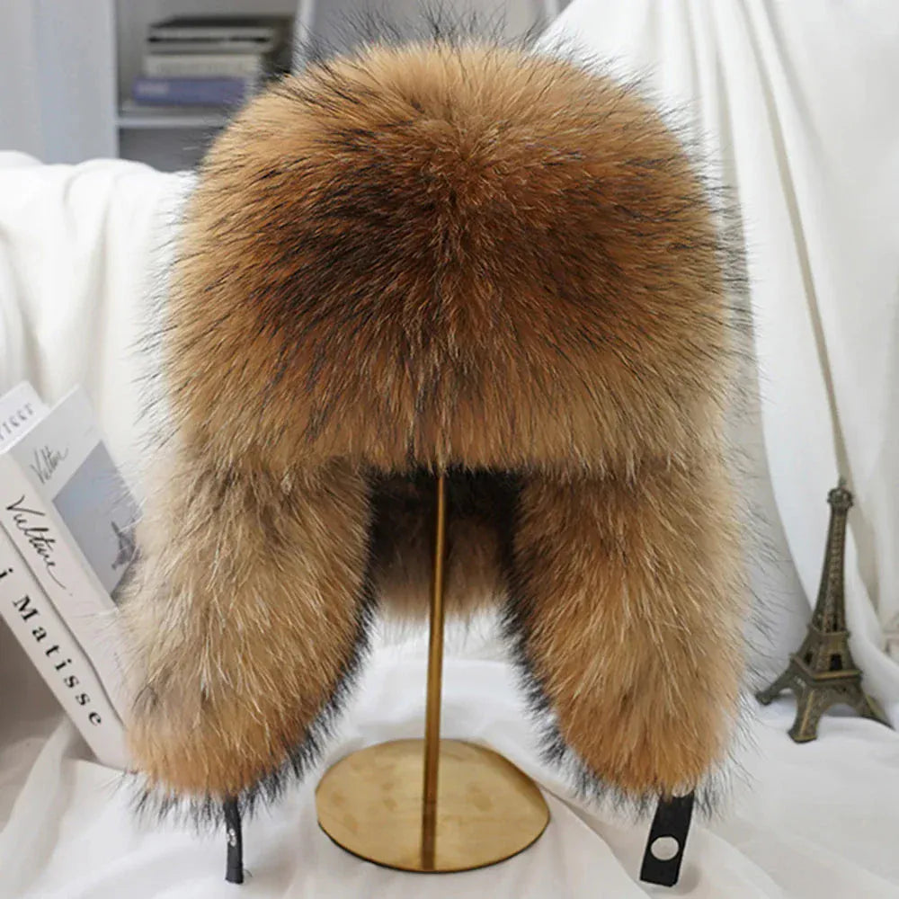 Men’s Real Silver Fox Fur Ushanka Hat - Maison Novaire #
