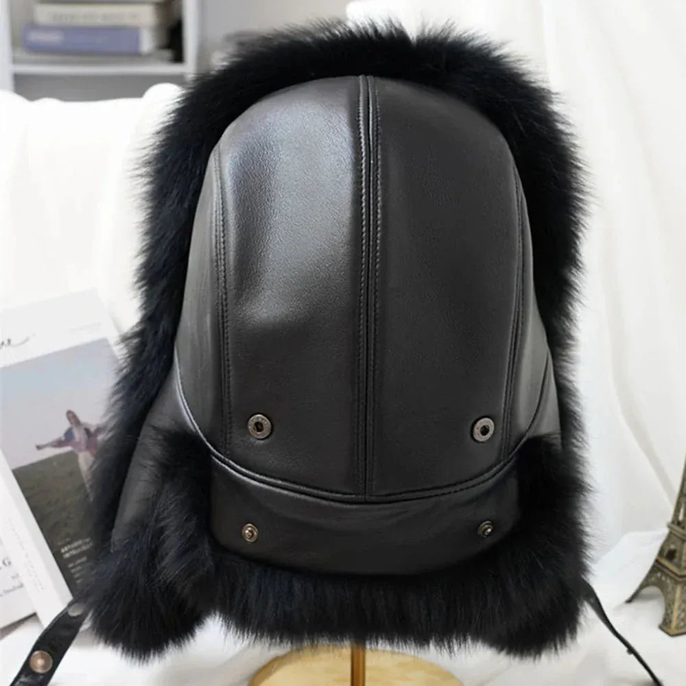 Men’s Real Silver Fox Fur Ushanka Hat - Maison Novaire #