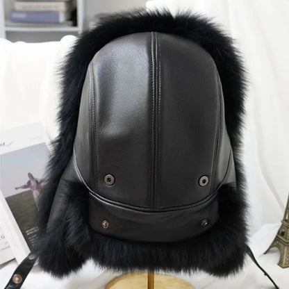 Men’s Real Silver Fox Fur Ushanka Hat - Maison Novaire #