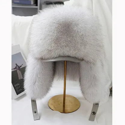 Men’s Real Silver Fox Fur Ushanka Hat - Maison Novaire #
