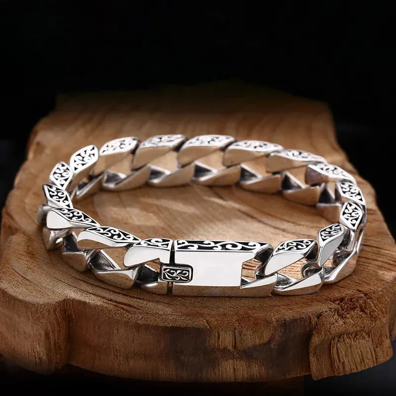 Men's S925 Silver Retro Bar Bracelets. - BLAKESTORE-NG