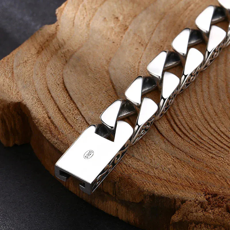 Men's S925 Silver Retro Bar Bracelets. - BLAKESTORE-NG