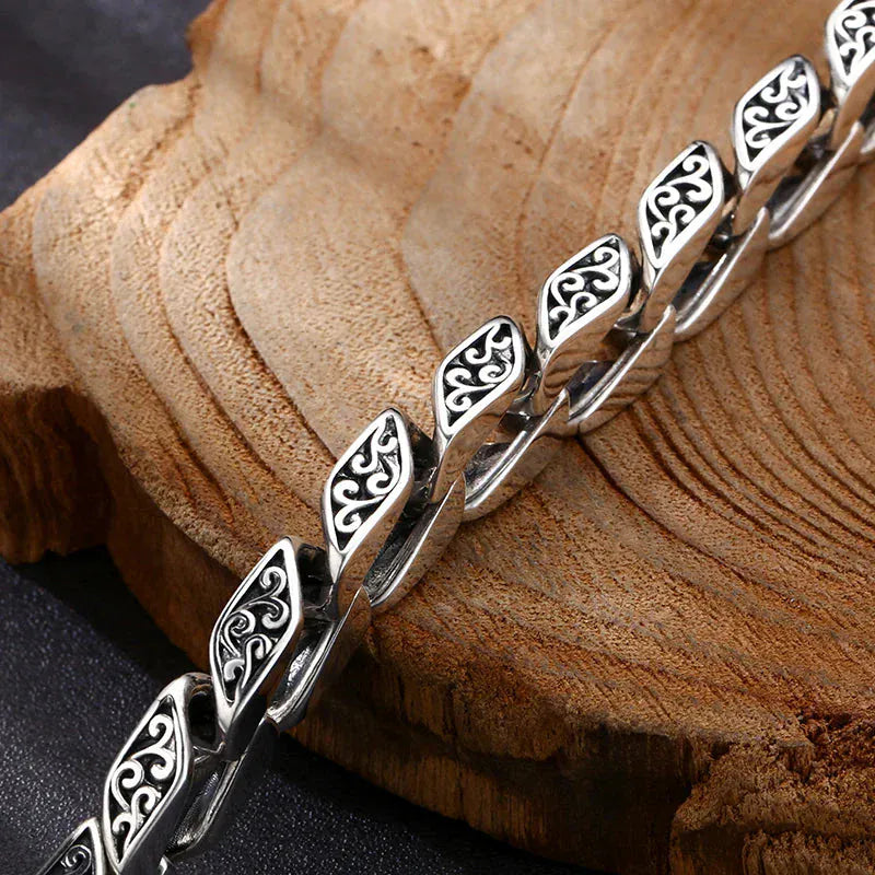 Men's S925 Silver Retro Bar Bracelets. - BLAKESTORE-NG