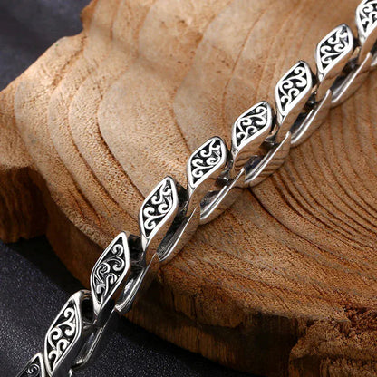 Men's S925 Silver Retro Bar Bracelets. - BLAKESTORE-NG