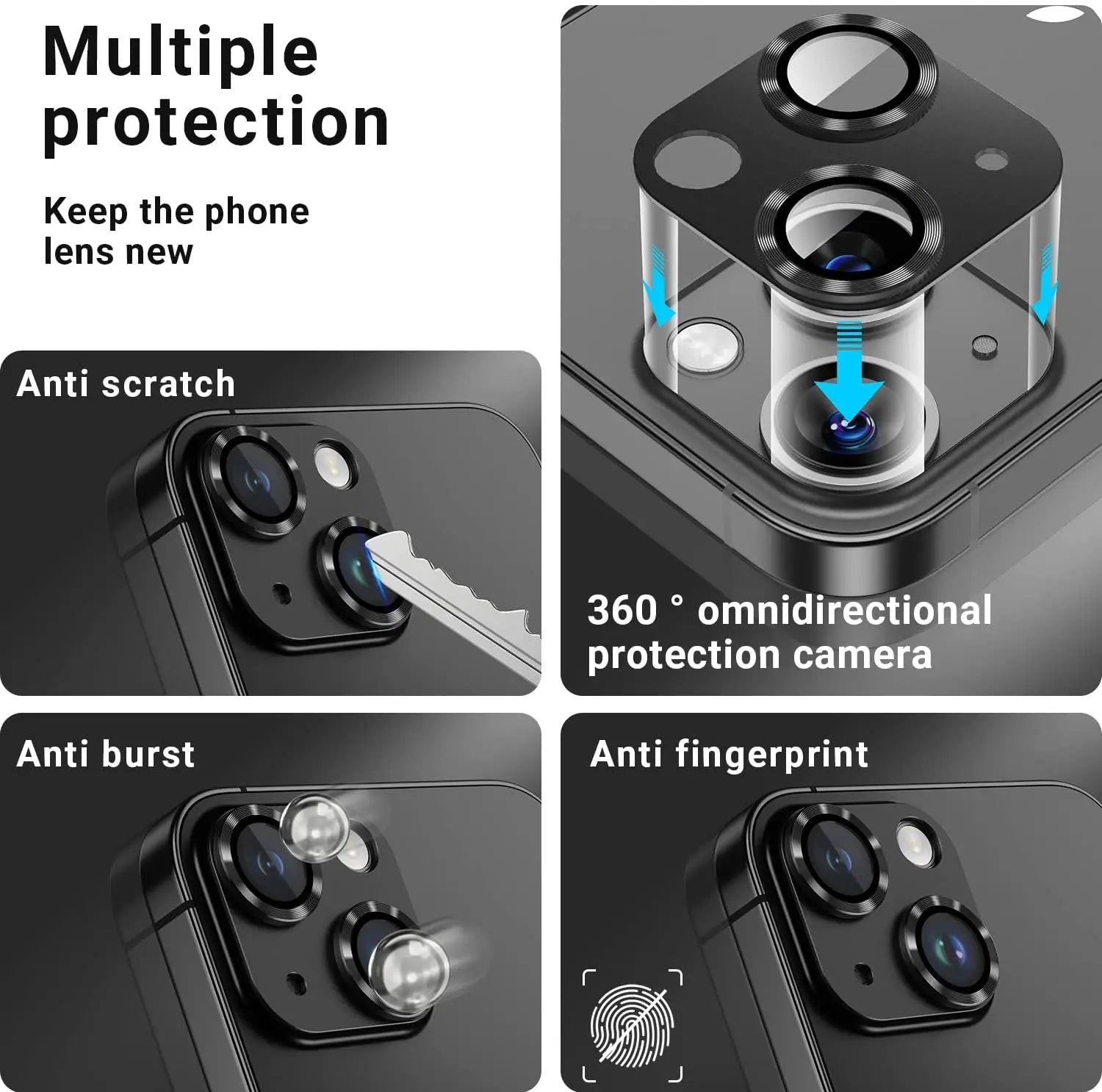 Metal Tempered Glass Camera Lens Protector Film Cover For iPhone. - Maison Novaire #