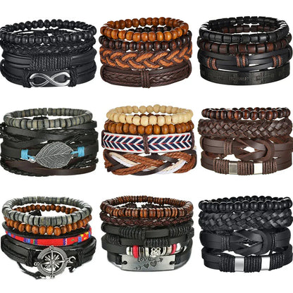 Multilayer Black Leather Bracelets & Bangles for Men. - BLAKESTORE-NG