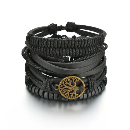 Multilayer Black Leather Bracelets & Bangles for Men. - BLAKESTORE-NG